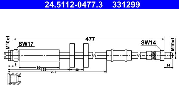 ATE 24.5112-0477.3 - Тормозной шланг autospares.lv