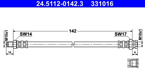 ATE 24.5112-0142.3 - Тормозной шланг autospares.lv