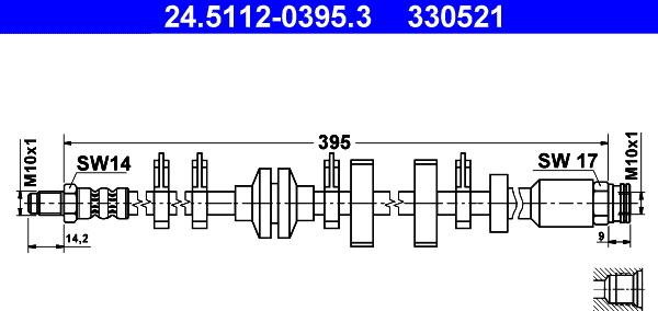 ATE 24.5112-0395.3 - Тормозной шланг autospares.lv