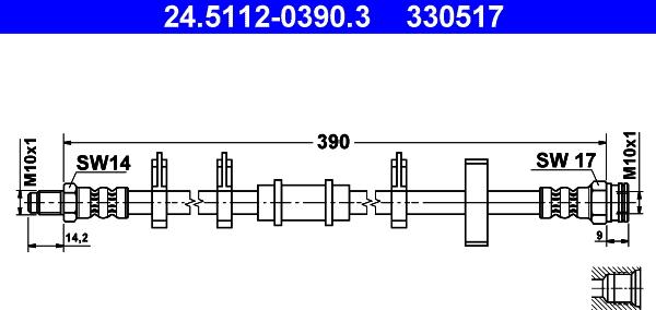 ATE 24.5112-0390.3 - Тормозной шланг autospares.lv