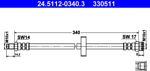 ATE 24.5112-0340.3 - Тормозной шланг autospares.lv