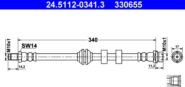 ATE 24.5112-0341.3 - Тормозной шланг autospares.lv