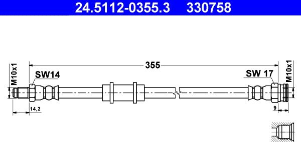 ATE 24.5112-0355.3 - Тормозной шланг autospares.lv