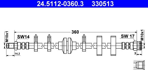 ATE 24.5112-0360.3 - Тормозной шланг autospares.lv