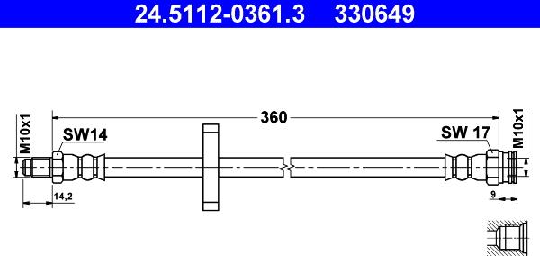 ATE 24.5112-0361.3 - Тормозной шланг autospares.lv