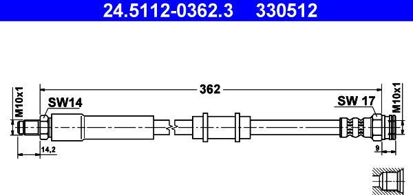 ATE 24.5112-0362.3 - Тормозной шланг autospares.lv