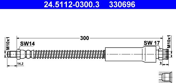 ATE 24.5112-0300.3 - Тормозной шланг autospares.lv