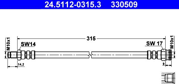 ATE 24.5112-0315.3 - Тормозной шланг autospares.lv