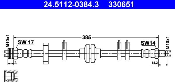 ATE 24.5112-0384.3 - Тормозной шланг autospares.lv