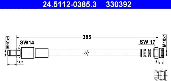 ATE 24.5112-0385.3 - Тормозной шланг autospares.lv