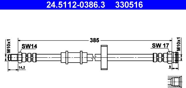 ATE 24.5112-0386.3 - Тормозной шланг autospares.lv