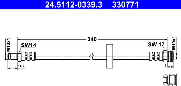 ATE 24.5112-0339.3 - Тормозной шланг autospares.lv