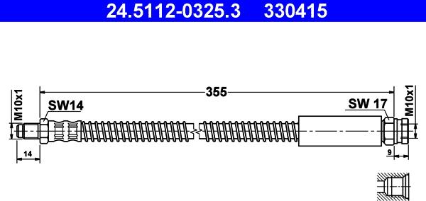 ATE 24.5112-0325.3 - Тормозной шланг autospares.lv