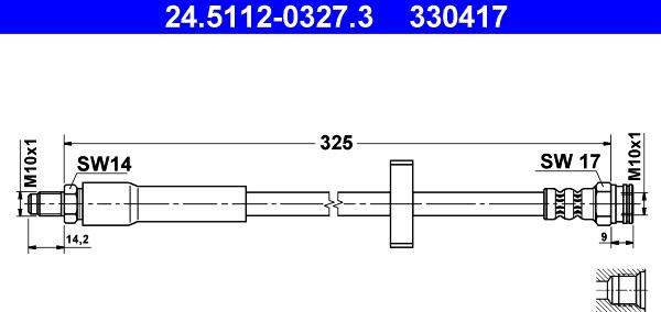 ATE 24.5112-0327.3 - Тормозной шланг autospares.lv