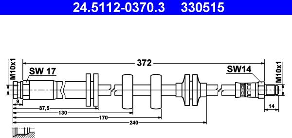 ATE 24.5112-0370.3 - Тормозной шланг autospares.lv