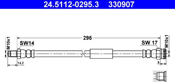 ATE 24.5112-0295.3 - Тормозной шланг autospares.lv