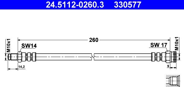 ATE 24.5112-0260.3 - Тормозной шланг autospares.lv