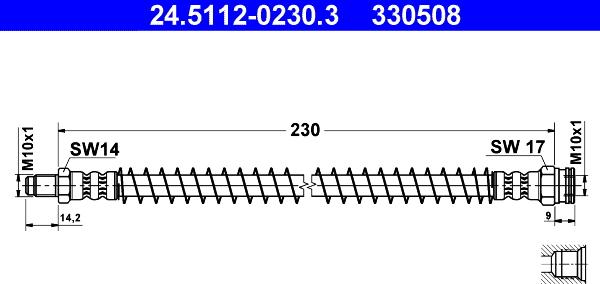 ATE 24.5112-0230.3 - Тормозной шланг autospares.lv