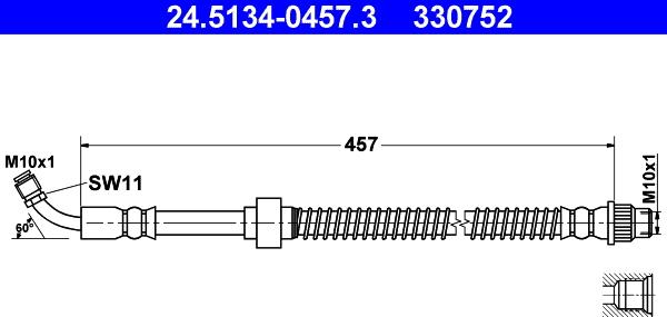 ATE 24.5134-0457.3 - Тормозной шланг autospares.lv