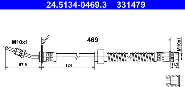 ATE 24.5134-0469.3 - Тормозной шланг autospares.lv