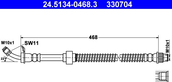 ATE 24.5134-0468.3 - Тормозной шланг autospares.lv