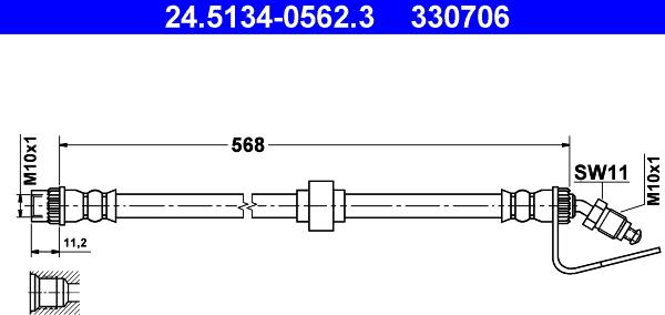 ATE 24.5134-0562.3 - Тормозной шланг autospares.lv