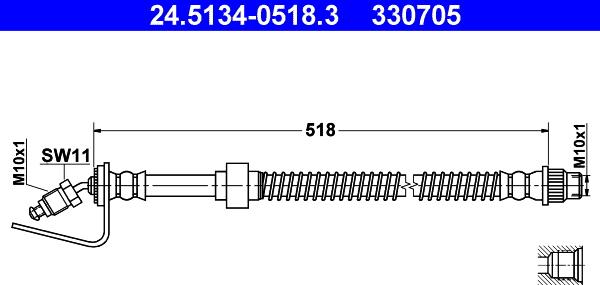 ATE 24.5134-0518.3 - Тормозной шланг autospares.lv