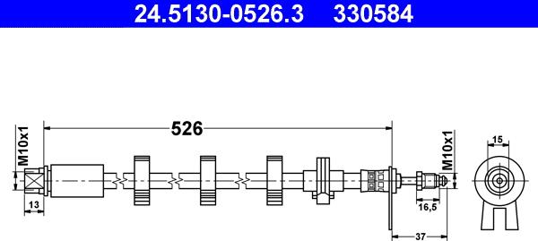 ATE 24.5130-0526.3 - Тормозной шланг autospares.lv