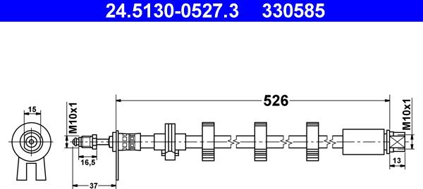 ATE 24.5130-0527.3 - Тормозной шланг autospares.lv