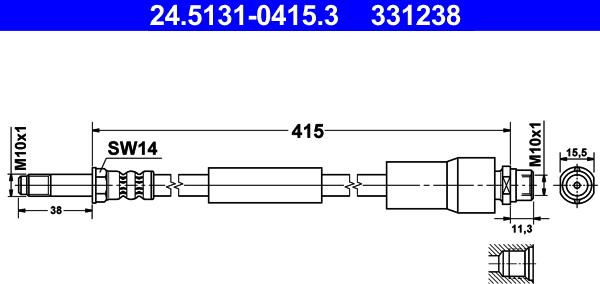 ATE 24.5131-0415.3 - Тормозной шланг autospares.lv