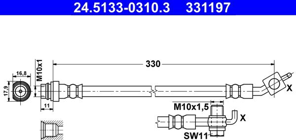 ATE 24.5133-0310.3 - Тормозной шланг autospares.lv