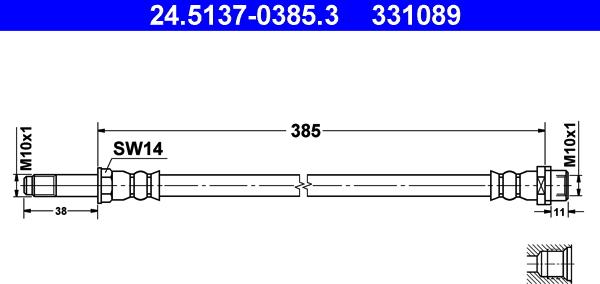 ATE 24.5137-0385.3 - Тормозной шланг autospares.lv