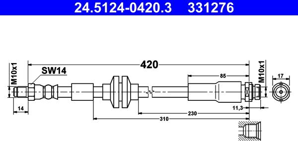 ATE 24.5124-0420.3 - Тормозной шланг autospares.lv