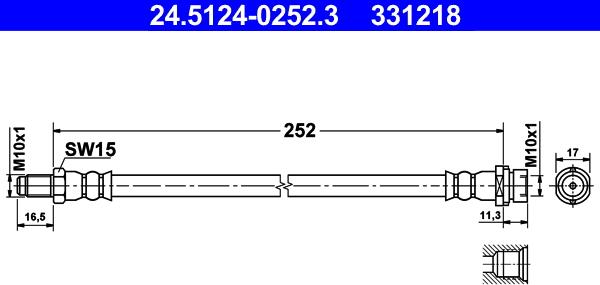 ATE 24.5124-0252.3 - Тормозной шланг autospares.lv