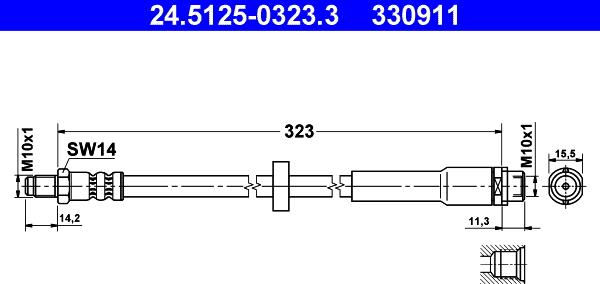 ATE 24.5125-0323.3 - Тормозной шланг autospares.lv