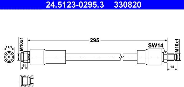 ATE 24.5123-0295.3 - Тормозной шланг autospares.lv