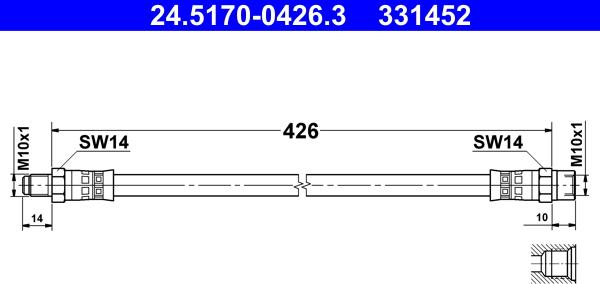 ATE 24.5170-0426.3 - Тормозной шланг autospares.lv