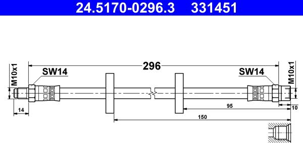 ATE 24.5170-0296.3 - Тормозной шланг autospares.lv