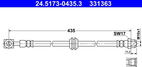 ATE 24.5173-0435.3 - Тормозной шланг autospares.lv