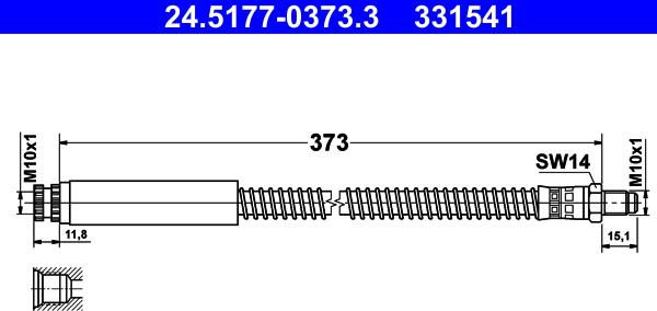 ATE 24.5177-0373.3 - Тормозной шланг autospares.lv