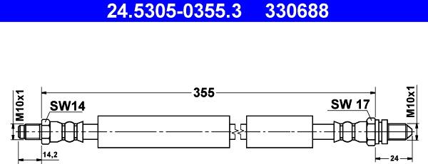 ATE 24.5305-0355.3 - Тормозной шланг autospares.lv