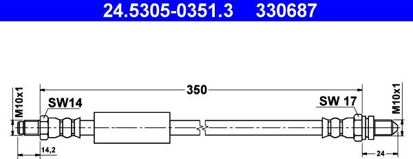 ATE 24.5305-0351.3 - Тормозной шланг autospares.lv