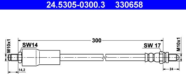 ATE 24.5305-0300.3 - Тормозной шланг autospares.lv