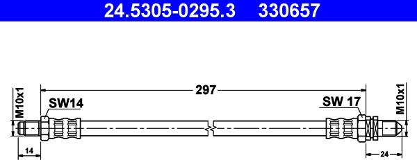 ATE 24.5305-0295.3 - Тормозной шланг autospares.lv