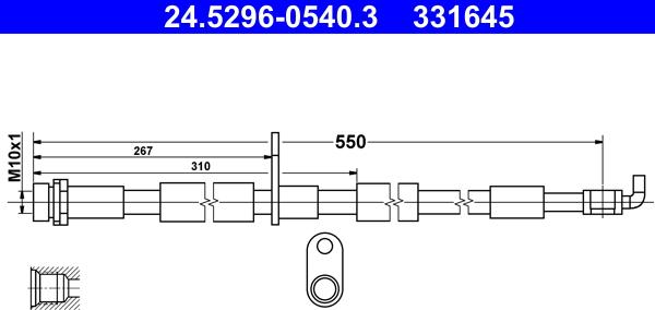 ATE 24.5296-0540.3 - Тормозной шланг autospares.lv