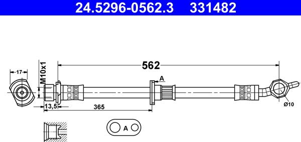 ATE 24.5296-0562.3 - Тормозной шланг autospares.lv