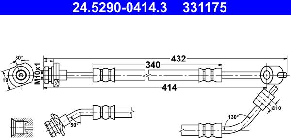 ATE 24.5290-0414.3 - Тормозной шланг autospares.lv