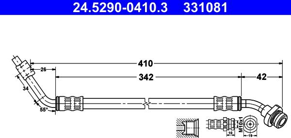 ATE 24.5290-0410.3 - Тормозной шланг autospares.lv