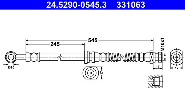 ATE 24.5290-0545.3 - Тормозной шланг autospares.lv