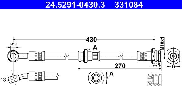 ATE 24.5291-0430.3 - Тормозной шланг autospares.lv